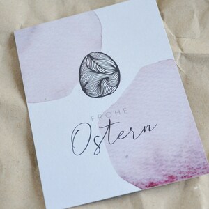 Postkarte Ostern Aquarell Karte Osterfest Fineline Grußkarte Frohe Ostern Abstrakt Lettering Osterei Postkarte A6 Ostergrüße Watercolor Boho