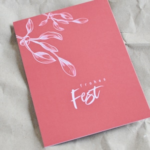 Postkarte Weihnachtskarte "Frohes Fest", exklusive Grußkarte für jeden Anlass, Karte zu Weihnachten, festlich schlicht