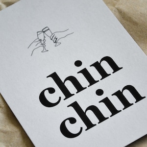 Postkarte „chin chin“ exklusive Grußkarte für jeden Anlass, Freundschaft, minimalistisch