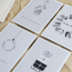 Weihnachtskarten-Set aus 4 Karten und 4 Umschlägen, Postkarte, Weihnachtsgrüße, moderne Weihnachtspost