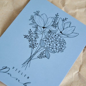 Postkarte "Vielen Dank" mit Blumenstrauß, exklusive Grußkarte für jeden Anlass