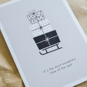 Weihnachtskarte "It's the most wonderful time of the year", Postkarte, Weihnachtsgrüße, moderne Weihnachtspost