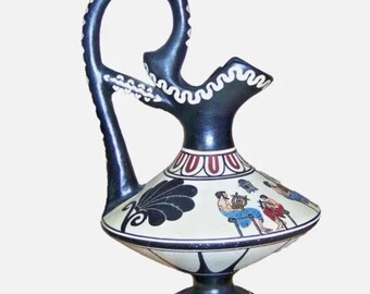 Jarra de cerámica griega antigua Jarra de Grecia Cerámica antigua hecha en Grecia Jarra hecha a mano Jarra griega pintada a mano Cerámica pintada a mano