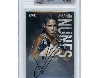 Amanda Nunes Signed 2017 Topps Chrome UFC Fire #UF-AN Card Beckett Bas Slabbed Autographed Gift