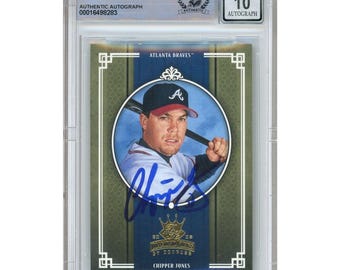 Chipper Jones Signed 2005 Donruss Diamond Kings #25 Atlanta Braves Baseball Card Beckett BGS Slabbed Autographed Auto 10 Gift