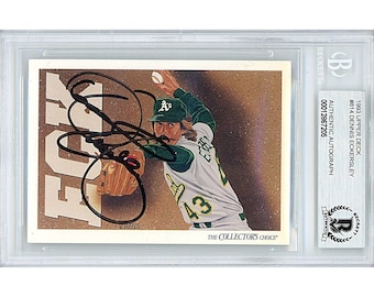 Dennis Eckersley Signed 1993 Upper Deck #814 Oakland Athletics Baseball Card Beckett BAS Slabbed Autographed HOF Gift