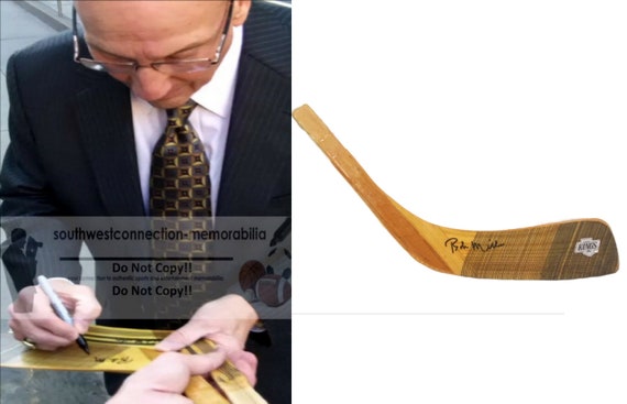 Los Angeles Kings Bob Miller Autographed Hand Signed Logo Ice Hockey Stick Blade with Proof Photo of Signing and COA