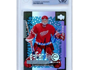Chris Osgood Signed 2000-01 Upper Deck E Cards #EC3 Detroit Red Wings Hockey Card Beckett BAS Slabbed Autographed Goalie Gift