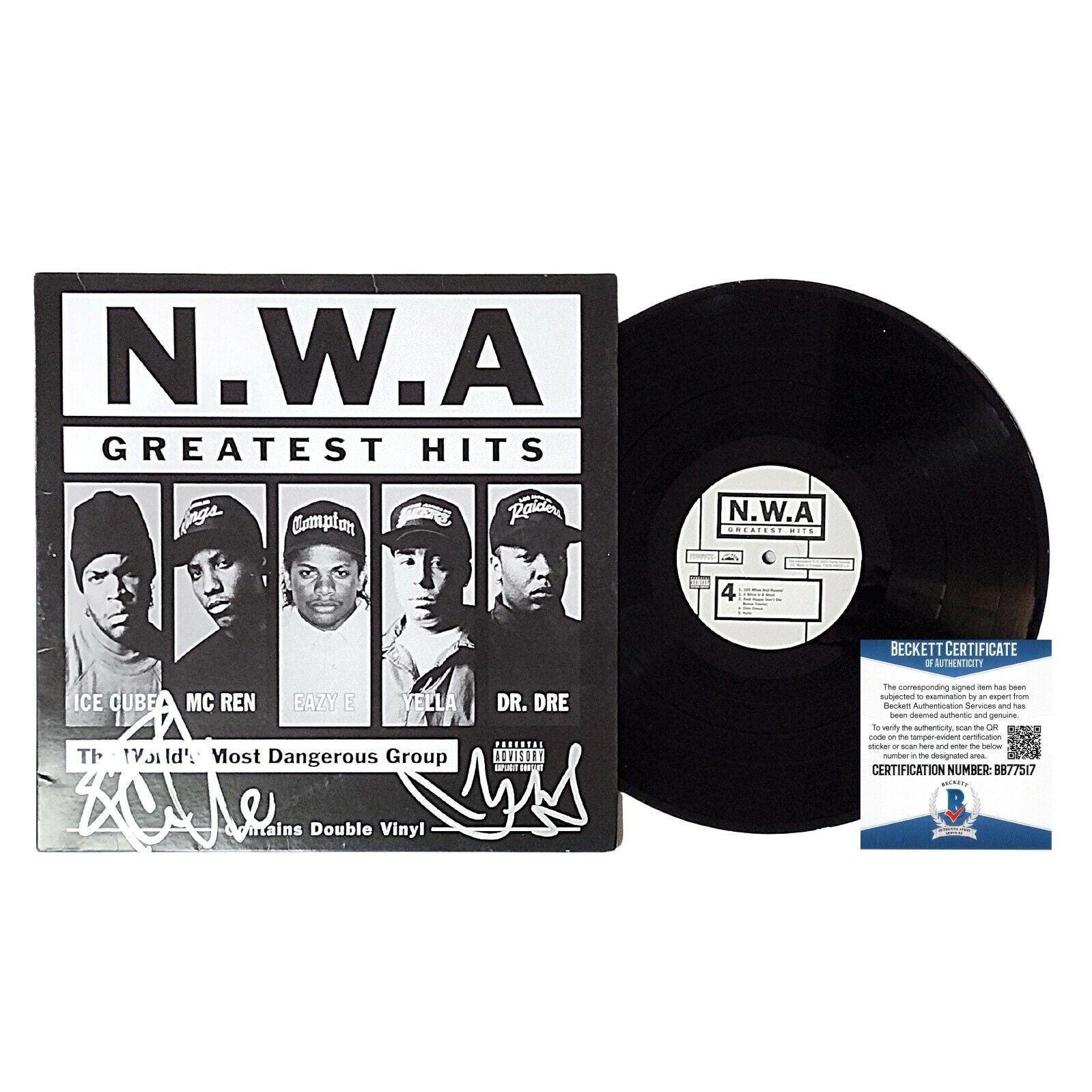 DR Dre Ice Cube DJ Yella signed NWA & Posse album vinyl record Proof Beckett COA STAR DR Dre Ice Cube DJ Yella signed NWA & Posse album vinyl record Proof Beckett COA STAR