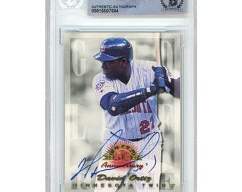 David Ortiz Signed 1998 Gold Leaf Rookies #183 Minnesota Twins Baseball Card Beckett BAS Slabbed Autographed HOF Gift
