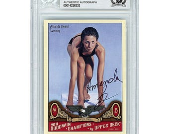 Amanda Beard Signed 2011 Upper Deck Goodwin Champions #62 Olympics Card Beckett BAS Slabbed Autographed Gift