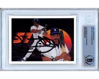 Cecil Fielder Signed 1991 Upper Deck #83 Detroit Tigers Baseball Card Beckett BAS Slabbed Autographed Sports Card Gift