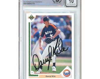 Darryl Kile Signed 1991 Upper Deck #774 Houston Astros Rookie Baseball Card Beckett BGS Slabbed Autographed Auto 10 Gift