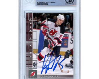 Colin White Signed 2001-02 Be A Player Memorabilia #226 New Jersey Devils Hockey Card Beckett BAS Slabbed Autographed Gift