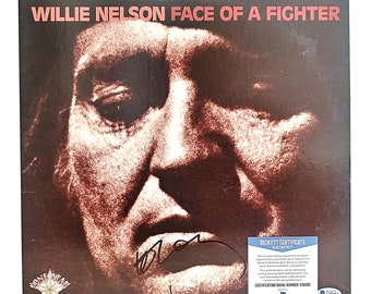 Willie Nelson Signed Autographed Face Of A Fighter Vinyl Record LP Album Beckett Certified Authentic Country Music Autograph Memorabilia