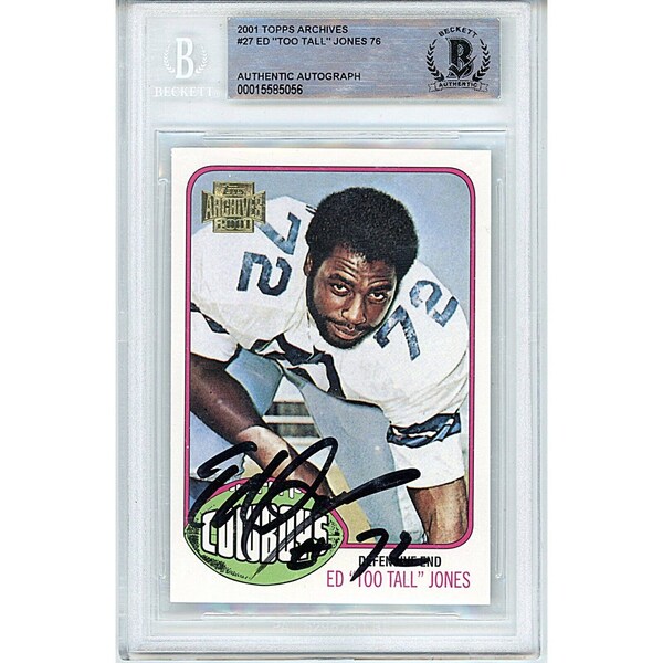 Ed Too Tall Jones Dallas Cowboys Autographed Signed 2001 Topps Archives Card Beckett Authenitc Autograph Slab Football Gifts for Men & Women