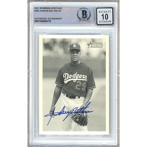 Adrian Beltre Autograph: 2001 Bowman Heritage SP, BGS Auto 10