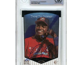 David Ortiz Signed 1998 SP Top Prospects #75 Minnesota Twins Baseball Card Beckett BAS Slabbed Autographed Red Sox HOF Gift