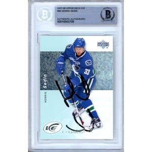 Henrik Sedin Vancouver Canucks Autograph 2007-08 Cartão de hóquei Upper Deck (Beckett autenticado)