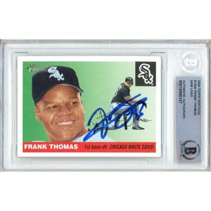 Cartão de beisebol Topps Heritage autografado por Frank Thomas 2004 nº 120A - Chicago White Sox HOF Legend - Beckett Authentic