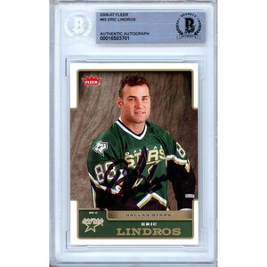 Eric Lindros Autographed 2006-07 Fleer Hockey Card #65 - Dallas Stars HOF Legend - Beckett Authentic
