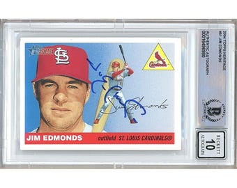 Jim Edmonds Autographed 2004 Topps Heritage #51 St. Louis Cardinals Card - Beckett BAS BGS Auto 10 Slabbed MLB Gift