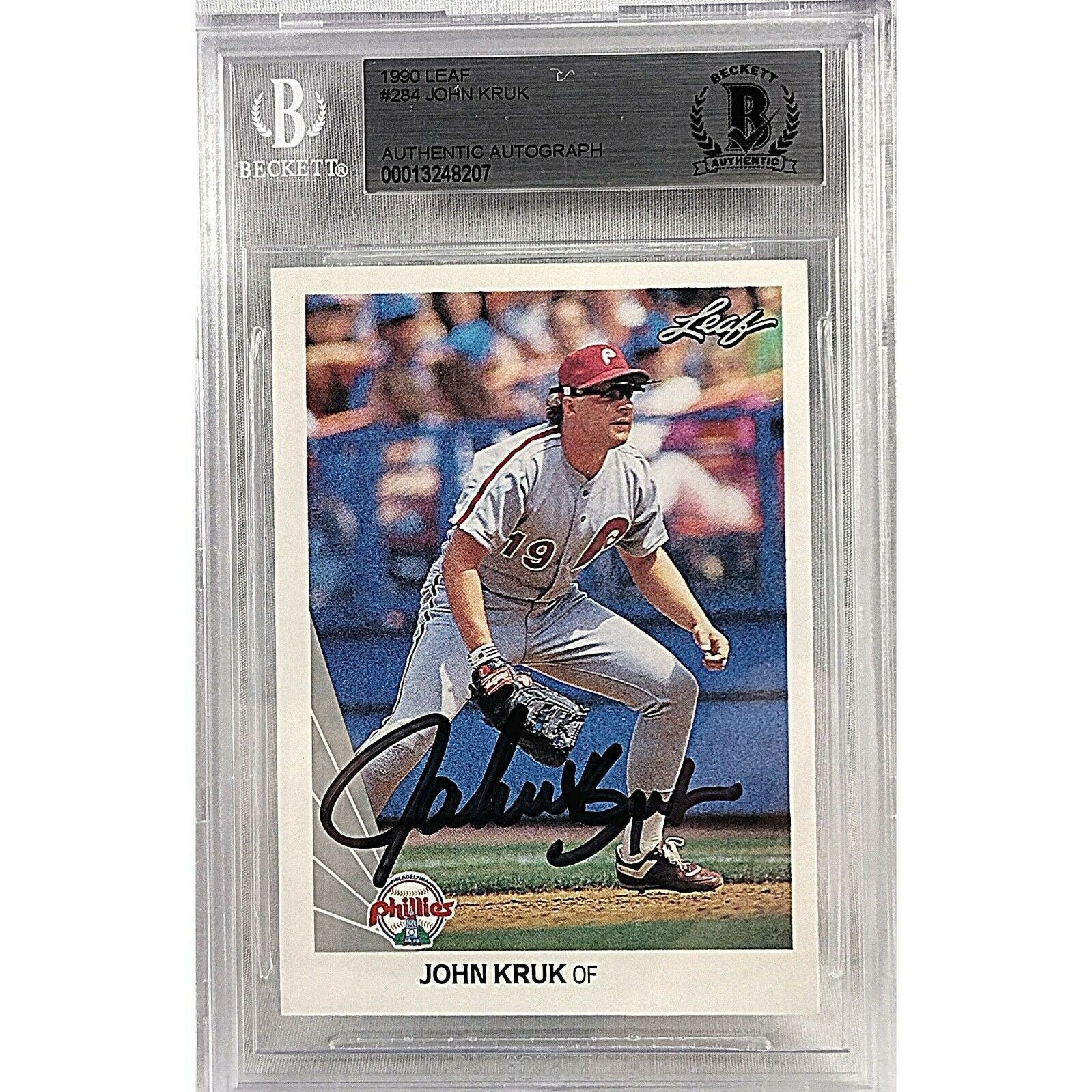 John Kruk Philadelphia Phillies Signed 1990 Leaf Baseball Card - Etsy
