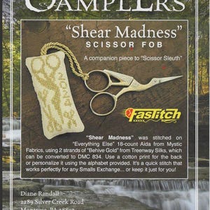 Sheer Madness Scissor Fob - Cross Stitch Pattern - by Silver Creek Samplers