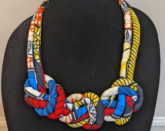 Three looped African statement necklace , African print, African jewelry, Valentine's day gift, Unique gift, Gifts for her, Birthday gift