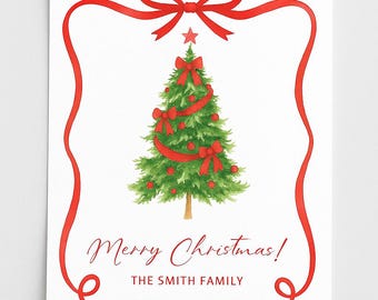 Personalized Christmas Tree Card | Digital Download | Custom Family Name Printable Holiday Card | Custom Christmas Gift