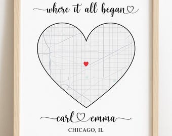 Where We Met Map | Where it all began | Gift for her | Gift for him | Personalized Map | Custom Map | Anniversary Gift | Personalized Gift