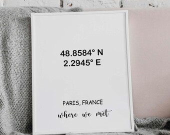 Personalized Coordinates Print, Custom Latitude Longitude Sign, Minimalist Wall Art, New Home, Realtor Gift, Wedding Gift, Anniversary Gift