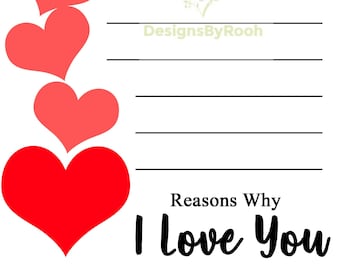 Reasons Why I love You, 10 Reasons Printable Gift, Personalized Gift