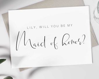 Tarjeta personalizada de Dama de Honor, Will You Be My Maid Of Honor, Propuesta de Dama de Honor, Regalo de Dama de Honor, Tarjeta de Boda, Tarjeta de Dama de Honor