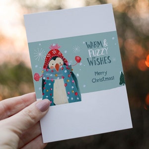 Auguri caldi e sfocati di Natale, cartolina di Natale stampabile, buon Natale, regalo di Natale, cartolina d'auguri festosa, download digitale,
