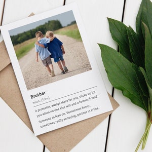 Cartão com foto personalizado, definição de irmão, presentes personalizados para irmão, cartão de felicitações, cartão de aniversário de irmão, para irmão, ideias de presentes para irmão