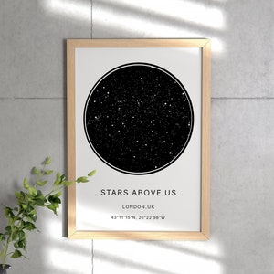 Personalizzato Constellation Star Map Poster stampabile / The Night Sky Anniversary Wedding Engagement New Home Print Download digitale