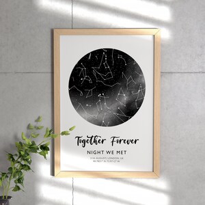 Noche que nos conocimos, Mapa estelar personalizado, Mapa de constelaciones, Cartas estelares, Póster del cielo nocturno, Estrellas en el cielo, Donde todo comenzó, Pareja de aniversario