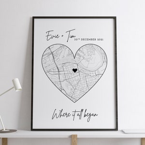 Carte où nous nous sommes rencontrés, carte personnalisée pour couple, où tout a commencé, cadeau d'anniversaire, cadeau pour lui/elle, cadeau de la Saint-Valentin, numérique, cadeau personnalisé