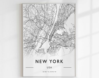 Personalized City Map Print, Custom Map, Home Town Map, New Home Gift, Personalised Map, Any City, Coordinates, Minimalist Map, Housewarming