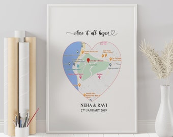 Where It Began Map, Where We Met, Personalized Gift, Custom Map, Anniversary Gift, First Date Gift, Digital Download