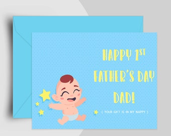 First Father's Day Card, 1st Fathers Day Gift, Happy Fathers Day, Cute Card For Dad From Son