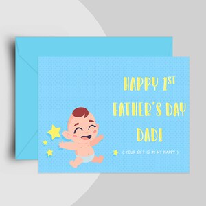 First Father&#39;s Day Card, 1st Fathers Day Gift, Happy Fathers Day, Cute Card For Dad From Son