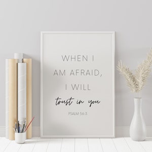 Psalm 56:3, Bible Verse Wall Art, Minimal Christian Art, Minimalist Christian Decor, Aesthetic Bible Verse Printable, Trust In God