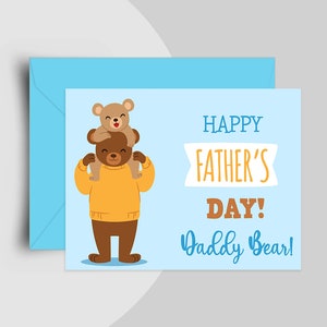 Carte de fête des pères papa ours, cadeau drôle de fête des pères, carte mignonne pour papa