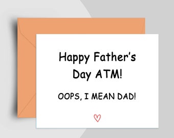 ATM Father's Day Card, Funny Fathers Day Gift, Happy Fathers Day, Cute Card For Dad, Funny Dad Card