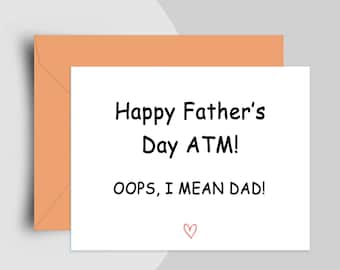 Tarjeta ATM del Día del Padre, Regalo divertido del Día del Padre, Feliz Día del Padre, Tarjeta linda para papá, Tarjeta divertida de papá