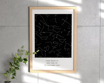 Mapa estelar personalizado - Regalo para aniversario, cumpleaños, compromiso