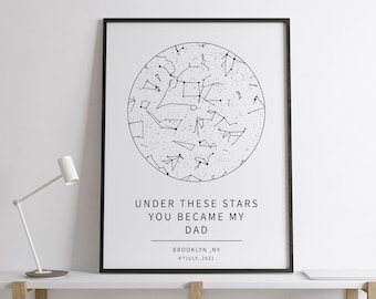 Personalized Gift for Dad, Custom Star Map, Father's Day Gift, The Night You Became My Dad, Night Sky Print, Under The Stars, Gift For Dad