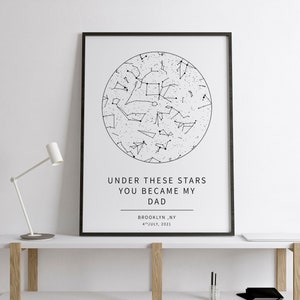 Personalisiertes Geschenk für Papa, Personalisierte Sternenkarte, Vatertagsgeschenk, The Night You Became My Dad, Nachthimmel Druck, Unter den Sternen, Geschenk für Papa